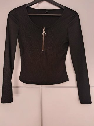 Jersey fino negro con cremallera