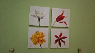 Conjunto 4 Cuadros Flores