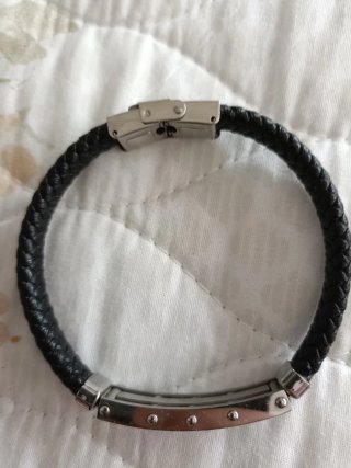 Bracciale Lotus Uomo in Pelle e Acciaio con Ancora (senza scatola)