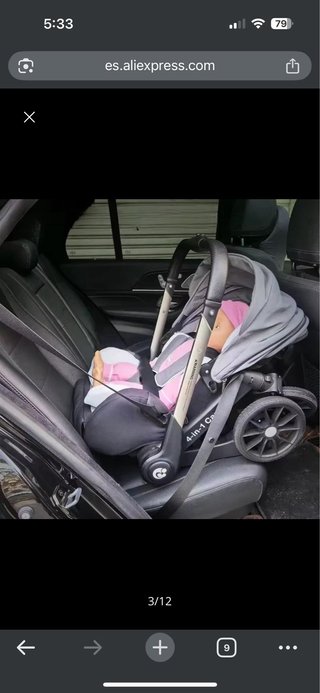 Silla de coche y capazo negro