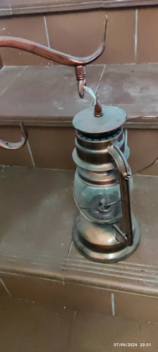 Lámpara Farol Antigua Marrón y Transparente