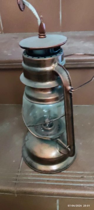 Lámpara Farol Antigua Marrón y Transparente