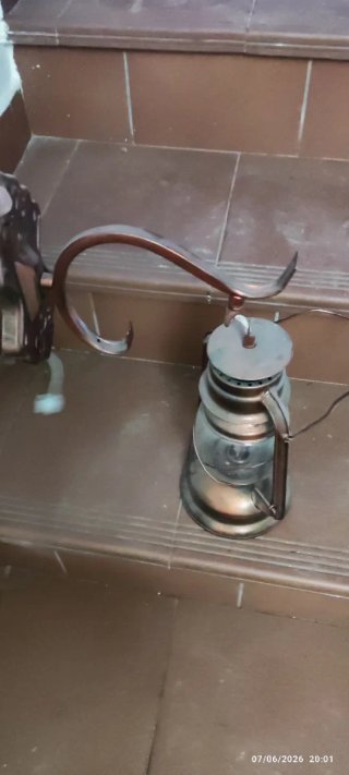 Lámpara Farol Antigua Marrón y Transparente