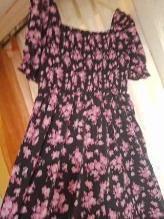 Mono Verano Flores Negro Rosa Talla M