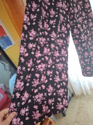 Mono Verano Flores Negro Rosa Talla M
