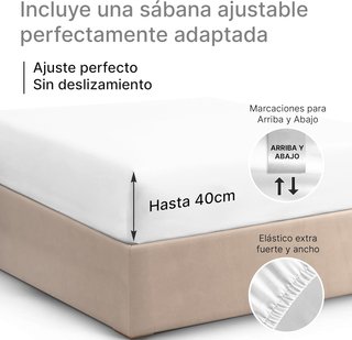 Sábana bajera algodón ajustable crema