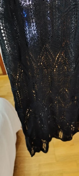 Vestido ganchillo tirantes negro talla única