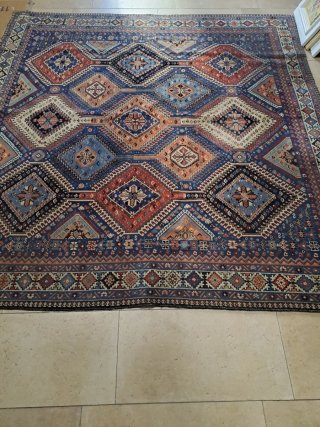 Tappeto persiano lana blu e rosso