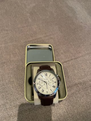 Reloj Fossil Cuero Marrón y Plata