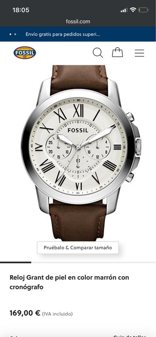 Reloj Fossil Cuero Marrón y Plata