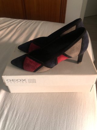 Zapatos Geox Tacón 7cm Azul/Rojo