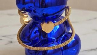 Pulsera Oso Azul y Corazón Dorado