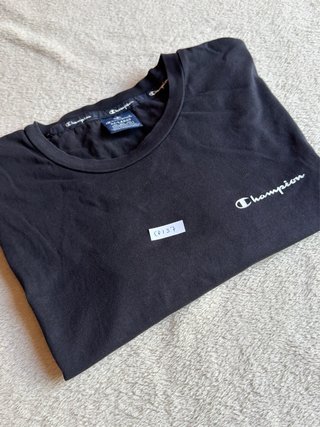 Camiseta Champion Negra Logo Bordado Talla XXL