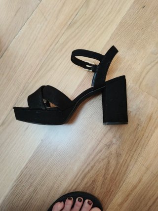 Sandalias tacón cuadrado negras talla 40