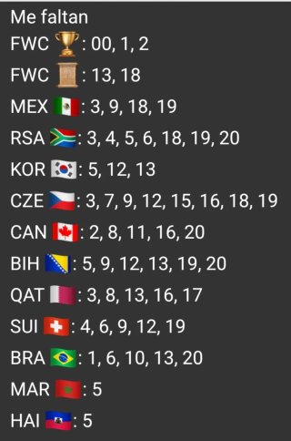 Cambio Cromos Mundial Panini actualizado 14.06