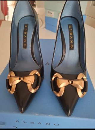 Décolleté Albano Pelle Nero Tacco Alto
