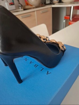 Décolleté Albano Pelle Nero Tacco Alto
