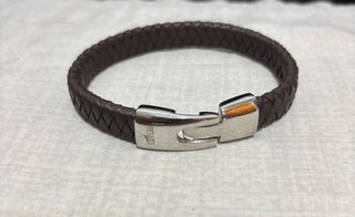 Pulsera Lotus Cuero Trenzado Marrón