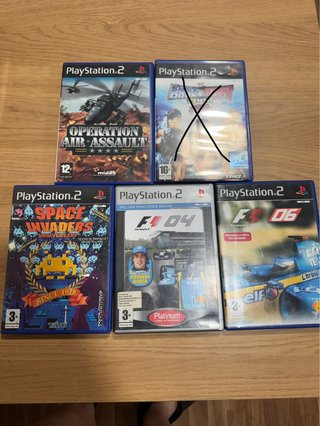Lote 5 Juegos PS2: F1 06, F1 04, Space Invaders...