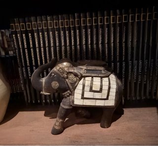 Figura Elefante Madera Nácar Bronce