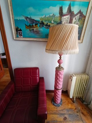 Lámpara de pie vintage cerámica y tela