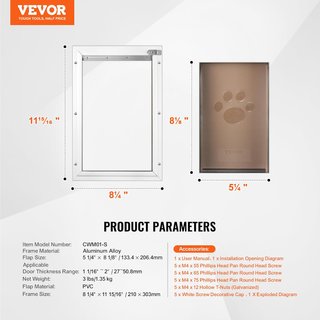 VEVOR puerta mascotas aluminio cierre magnético
