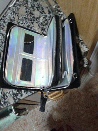 Bolso cartera negro y plata