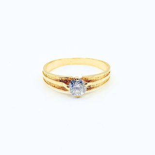 Solitario de oro de 18k circonita, 3.2 g, T-22.