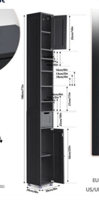 Armario Alto Baño Columna Negro