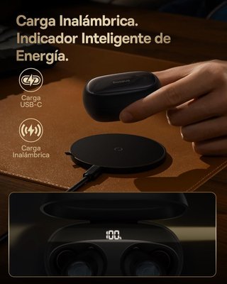 Baseus auriculares inalámbricos graves potentes