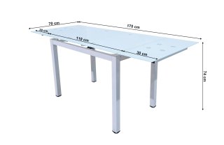 Mesa Cristal Extensible + 6 Sillas Gris - MALLORCA