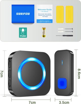 SURFOU Timbre inalámbrico exterior impermeable