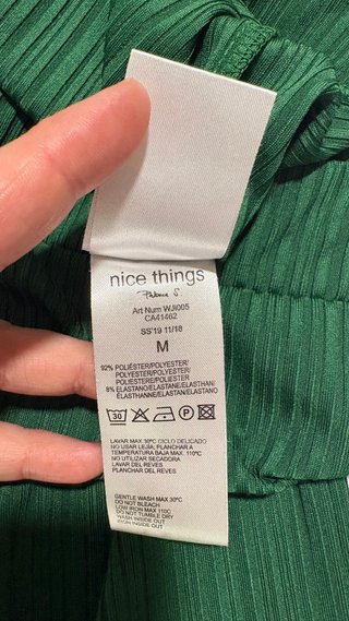 Pantalón ancho verde plisado