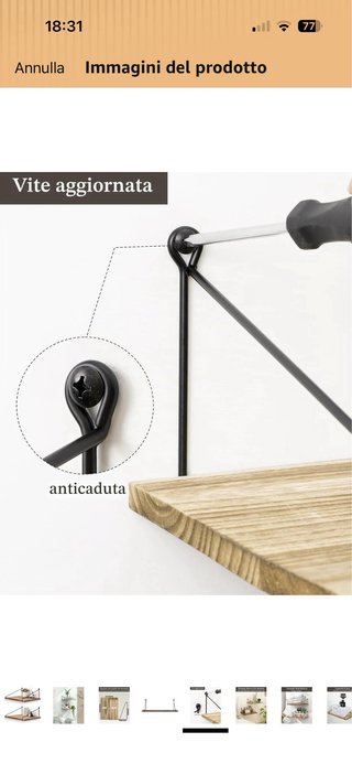 Coppia mensole legno e metallo