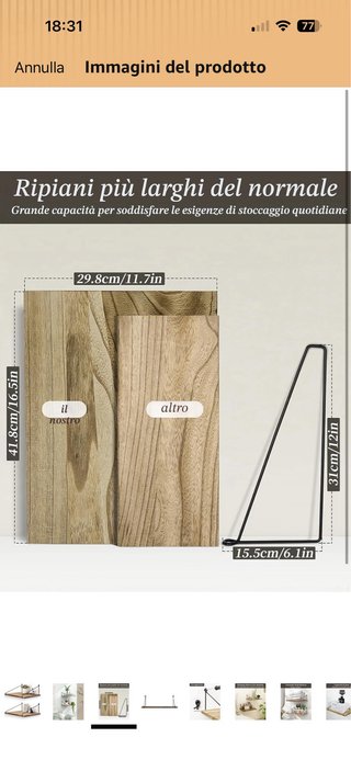 Coppia mensole legno e metallo