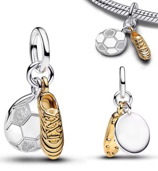 Colgante Charm Balón Fútbol y Bota Oro mundial