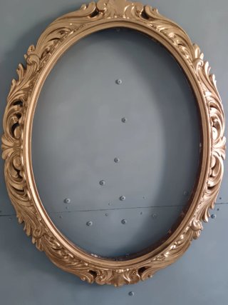 Antica Cornice Ovale Legno Intagliato Dorata