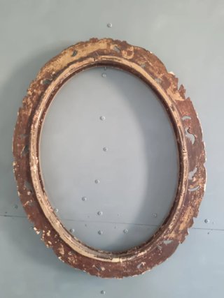 Antica Cornice Ovale Legno Intagliato Dorata