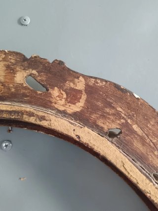 Antica Cornice Ovale Legno Intagliato Dorata