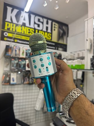 Altavoz KAISH con Micrófono Azul y Dorado