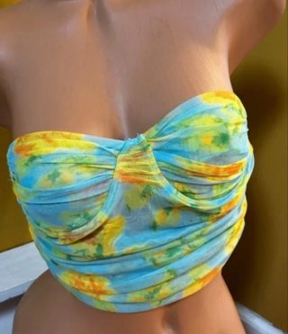 Top corto anudado estampado S