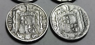 Lote 4 monedas 10 céntimos Franco (1940>1953)