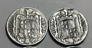 Lote 4 monedas 10 céntimos Franco (1940>1953)