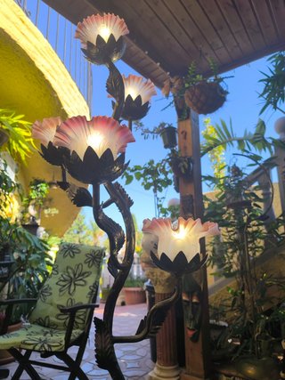 Lampara Floral de Forja con 5 Focos