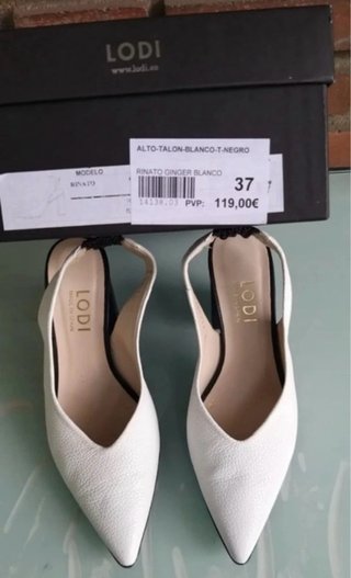 Zapatos LODI Talla 37 Blancos Tacón Slingback