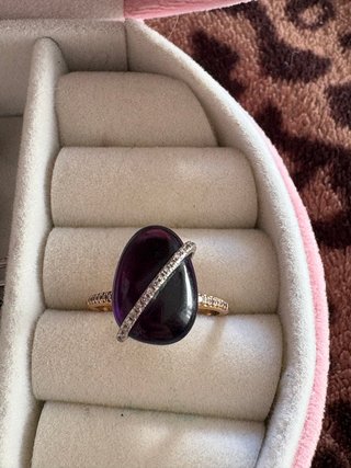 Anillo de compromiso con amatista y DIAMANTES 18k