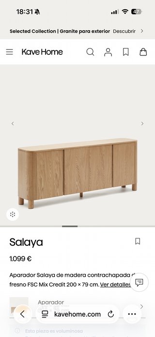Aparador Kave Home Salaya Madera Fresno
