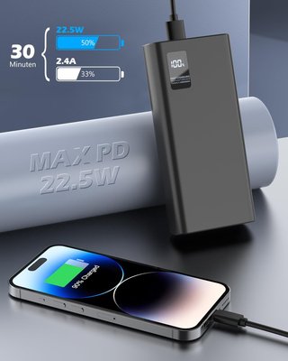 Powerbank 24000mAh carga rápida iPhone USB-C