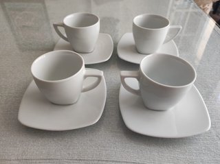 Juego 13 Tazas Café Porcelana Blancas