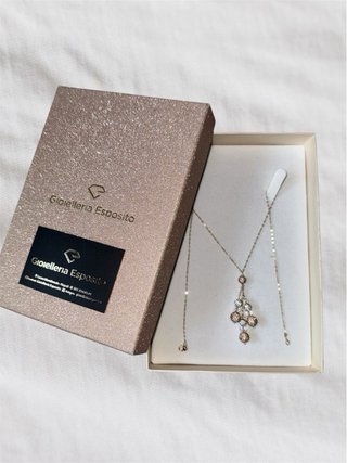 Collana Donna Oro 18k 750 Pendente Zirconi Nuova